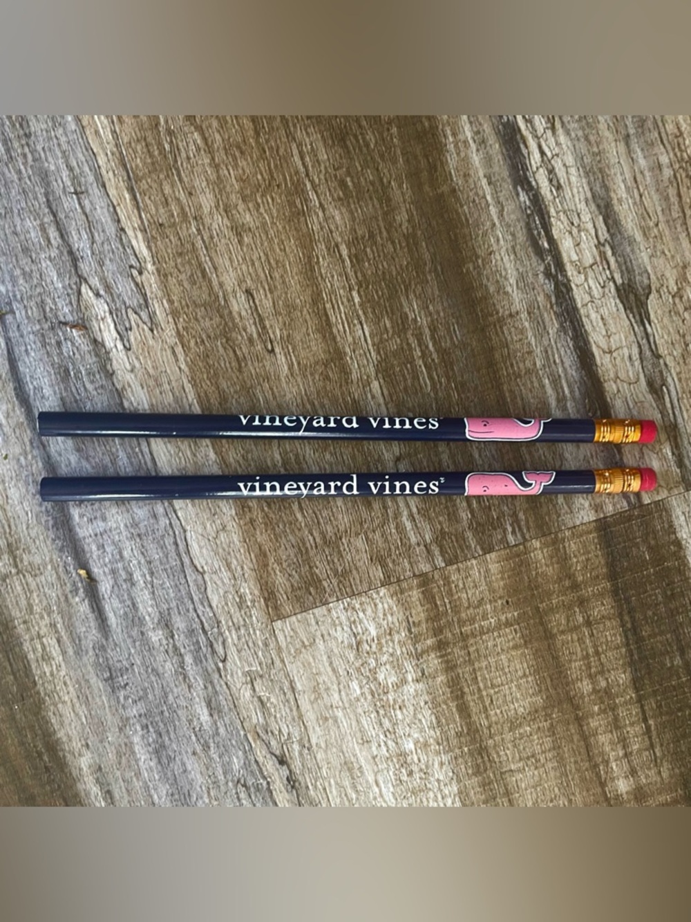 Vineyard Vines Navy Pencils with Pink Whale Logo